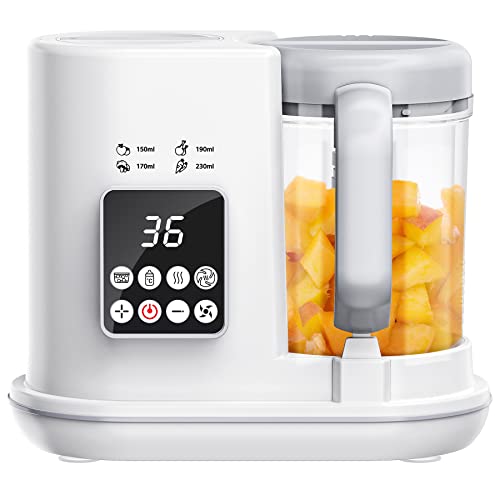 ZHIUGUZILLA Baby Food Maker | Baby Food Processor | 7 in 1 Baby Food Steamer | Baby Food Auto Cooking | Baby Food Blender Grinder Steamer with Self Cleans, Touch Screen Control (WHITE)