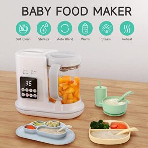 ZHIUGUZILLA Baby Food Maker | Baby Food Processor | 7 in 1 Baby Food Steamer | Baby Food Auto Cooking | Baby Food Blender Grinder Steamer with Self Cleans, Touch Screen Control (WHITE)