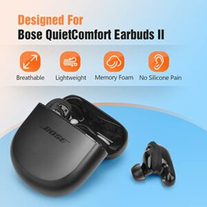 Tang Town Memory Foam Tips for Bose QuietComfort Earbuds II, No Silicone Eartips Pain, Anti-Slip Replacement Ear Tips, Fit in the Charging Case, Reducing Noise Tips, 3 Pairs (Mixed Sizes S/M/L, Black)