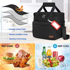 Dakuly Insulated Lunch Bag for Men Reusable Lunch Box for Men Women Lunchbox for Work Office Picnic 12-Can (10L) Leakproof Lunch Cooler Bag for Adults with Adjustable Shoulder Strap, Black