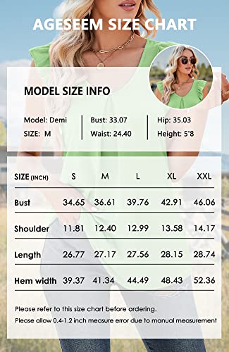 Womens Tops Sleeveless Casual V-Neck Tanks Top Solid Color Trendy Tunic Blouses Lime Green Medium