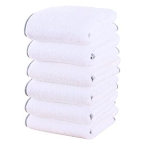 cosy family ultra soft microfiber absorbent hand towel set of 6 - silk hemming towels for bathroom clearance - quick drying - perfect for bath, fitness, gym, shower, hotel, and spa - 16x28 inch, white