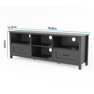 IANIYA 70.08 Inch TV Stand with Ample Storage Space and Sturdy Structure Design, Perfect for Living Room (Black-with Drawer)