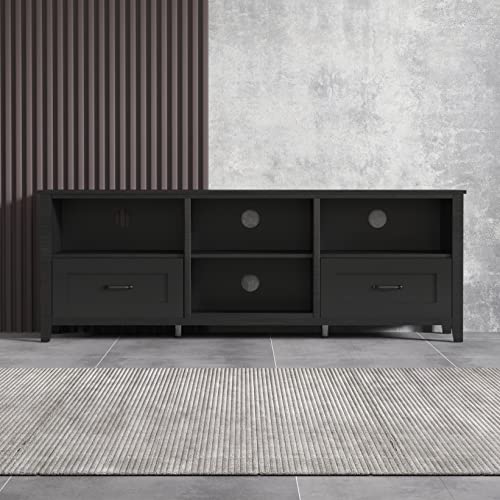 IANIYA 70.08 Inch TV Stand with Ample Storage Space and Sturdy Structure Design, Perfect for Living Room (Black-with Drawer)