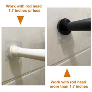 Venupple Shower Rod Holder, Tension Curtain Rod Bracket No Drilling, Adhesive Shower Rod Retainer Shower Curtain Rod Holder | Shower Curtain Rod not Included Transparent