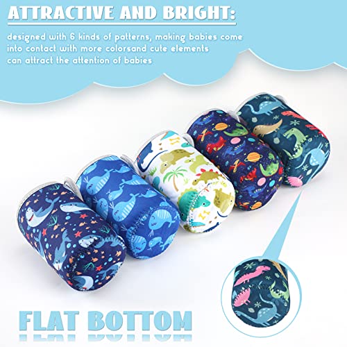 Irenare 6 Pieces 8 oz Glass Baby Bottles Sleeve Covers Bulk Neoprene Adjustable Newborn Feeding Bottles Sleeve Heat Cold Retention Sleeve for Nursing Bottle (Shark, Whale, Dinosaur)