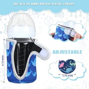 Irenare 6 Pieces 8 oz Glass Baby Bottles Sleeve Covers Bulk Neoprene Adjustable Newborn Feeding Bottles Sleeve Heat Cold Retention Sleeve for Nursing Bottle (Shark, Whale, Dinosaur)