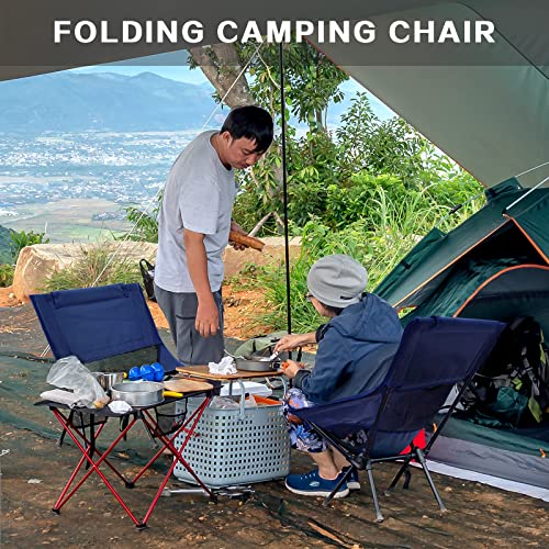Lyweem Folding Camping Chair for Adults Lightweight Beach and Picnic Chair - Portable High-Backrest Camp Chair - Perfect for Outdoor Activities 330LBS Support, Blue
