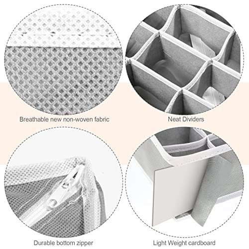 Nuanchu 20 Pack Socks Underwear Drawer Organizer Dividers (24+16 cells) Foldable Dresser Drawer Organizers Fabric Closet Drawer Organizers Storage Boxes for Socks Underwear Panties Ties Lingerie, Gray