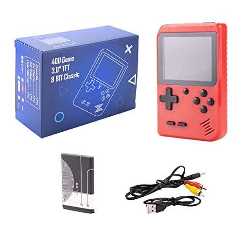 Mini Handheld Game Console for Kids with 400 Classic Retro Games, 1020mAh Rechargeable Battery, 2.8 Inch Screen, Birthday Game Toy for Boy Girl (Red)