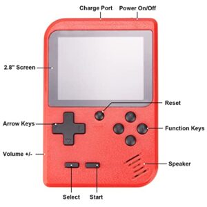 Mini Handheld Game Console for Kids with 400 Classic Retro Games, 1020mAh Rechargeable Battery, 2.8 Inch Screen, Birthday Game Toy for Boy Girl (Red)