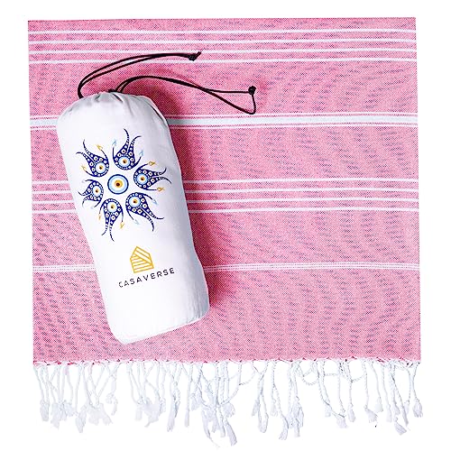 CASAVERSE Turkish Beach Towel, 100% Cotton Quick Dry Sand Free Beach Towels, Travel Turkish Towel