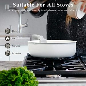 Bazova Pots and Pans Set Nonstick with Detachable Handles, 10 Pcs Ceramic Kitchen Cookware Sets, Stackable Cooking Set for All Stoves Includes Induction, Oven Safe, PFOA & PFAS Free