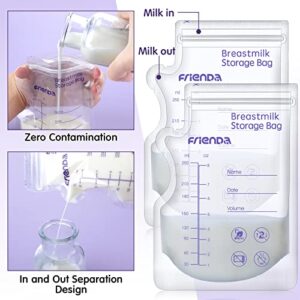 Woanger 500 Count Breastmilk Storage Bags 8 oz Breast Milk Storing Bags Self Standing Milk Storage Bags for Breastfeeding Milk Freezer Bag with Pour Spout No Leak Double Seal Breastmilk Storing Bags