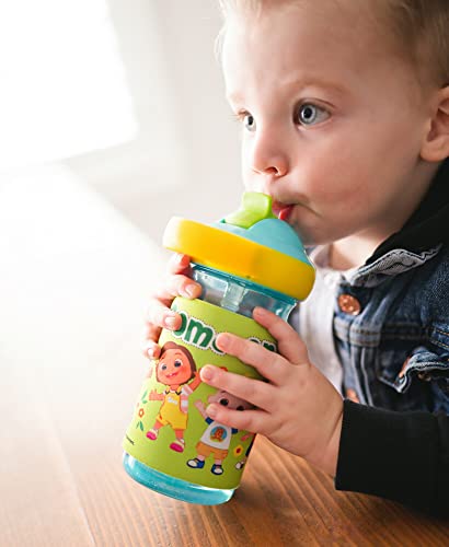 The First Years Chill & Sip Cocomelon Kids Water Bottle - Insulated Toddler Straw Cups with Flip Top and Protective DropGuard - 12 Oz - Ages 24 Months and Up