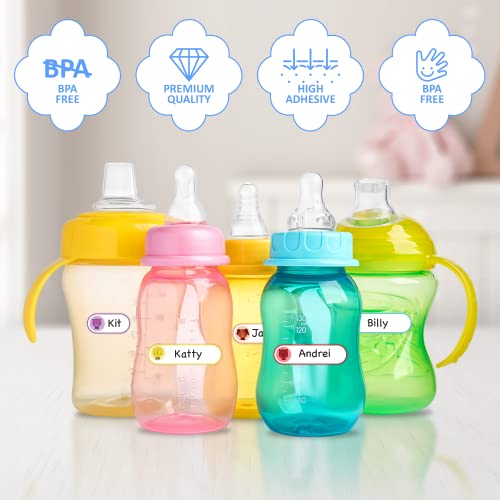 Daycare Baby Bottle Labels for Sippy Cups, Self-Laminating Waterproof,for Kid’s Personal Items, 96 Pc. Set, Peel and Stick Adhesives