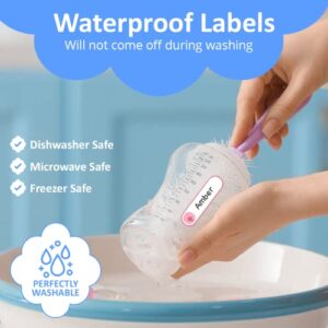 Daycare Baby Bottle Labels for Sippy Cups, Self-Laminating Waterproof,for Kid’s Personal Items, 96 Pc. Set, Peel and Stick Adhesives