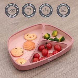 Ginbear Suction Plates for Baby Girl, Liquid Silicone Plates for Toddlers Self-feeding, Stay Put Baby Dishes for Easy Feeding (Mauve/Blush)