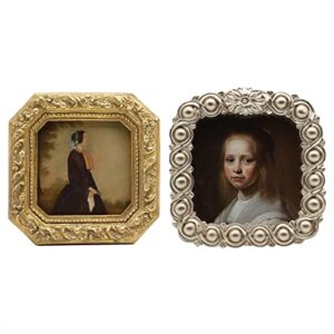 yulink 3x3 small antique gold picture frame & 3x3 mini vintage champagne gold picture frame, bundle