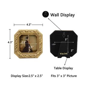 YULINK 3x3 Small Antique Gold Picture Frame & 3x3 Mini Vintage Champagne Gold Picture Frame, Bundle