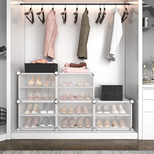 ROJASOP Shoe Rack Organizer, 10-Tier Shoe Organizer 20 Pairs Portable Shoe Rack Organizer Shoes Storage Cabinet Shoe Racks for Closet Entryway Bedroom (Clear, 1 by 10)