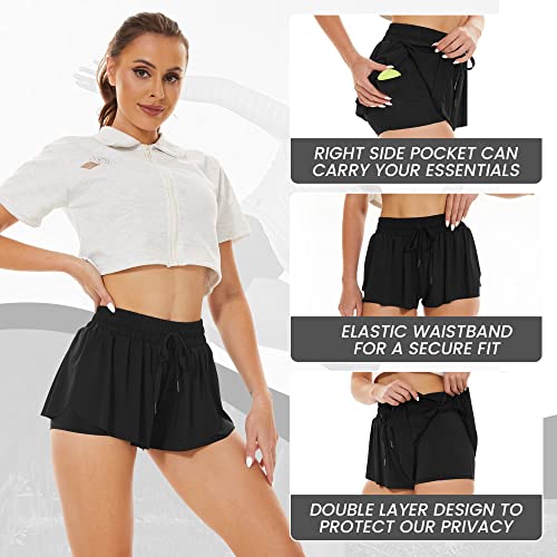 Flowy Athletic Shorts for Women- 2 in 1 Butterfly Shorts for Gym, Workout, Yoga, Casual Tennis Skirts Cute Clothes Summer