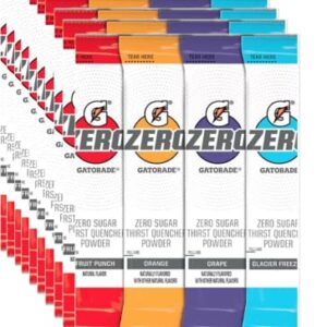 Gatorade G Zero Powder 4 Flavor Variety Pack 10 of Each FlavorPack of 40 0.10oz Glacier Freeze Orange Grape Fruit Punch packed by TOOZOON