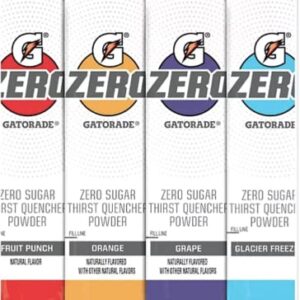 Gatorade G Zero Powder 4 Flavor Variety Pack 10 of Each FlavorPack of 40 0.10oz Glacier Freeze Orange Grape Fruit Punch packed by TOOZOON