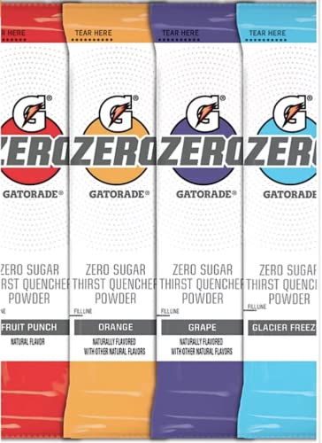 Gatorade G Zero Powder 4 Flavor Variety Pack 10 of Each FlavorPack of 40 0.10oz Glacier Freeze Orange Grape Fruit Punch packed by TOOZOON