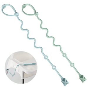 Baby Spoons Holder Strap Pacifier Clip Highchair Accessories-Gelinor First Stage Baby Led Weaning Feeding Supplies(Green and Blue)-No Spoons