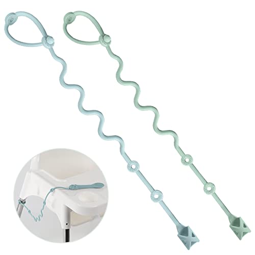 Baby Spoons Holder Strap Pacifier Clip Highchair Accessories-Gelinor First Stage Baby Led Weaning Feeding Supplies(Green and Blue)-No Spoons