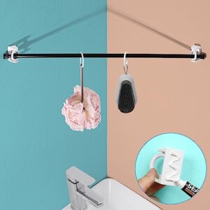 Funnacle Adhesive Shower Rod Holder 360° Swivel Ring Curtain Rod Bracket No Drilling for Bathroom Kitchen Bathroom| Rod End Diameter up to 1 inch (2PCS White)