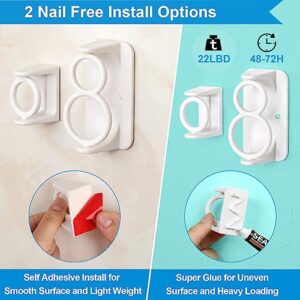 Funnacle Adhesive Shower Rod Holder 360° Swivel Ring Curtain Rod Bracket No Drilling for Bathroom Kitchen Bathroom| Rod End Diameter up to 1 inch (2PCS White)