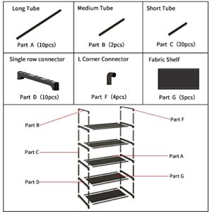 Yegazte 5-Tier Stackable Shoe Rack, Narrow Shoe Stand for 10-12 Pairs Shoe and Boots Organizer Storage Shelf Space Saving for Closet, Entryway and Hallway(White)