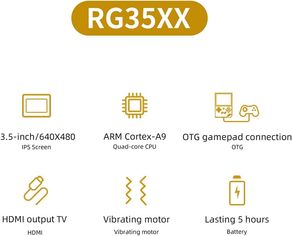 RG35XX Handheld Game Console with 5000 Games, 3.5inch IPS OCA Screen Linux System Chip Cortex-A9 Portable Handheld Nostalgic Arcade Retro Game Machine, 64g, 2100mAh (RG35XX Purple)