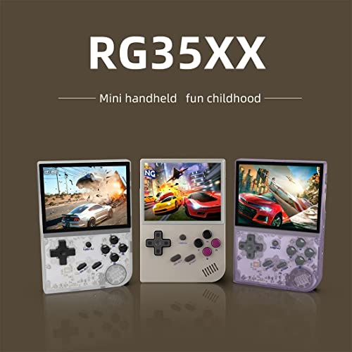 RG35XX Handheld Game Console with 5000 Games, 3.5inch IPS OCA Screen Linux System Chip Cortex-A9 Portable Handheld Nostalgic Arcade Retro Game Machine, 64g, 2100mAh (RG35XX Purple)