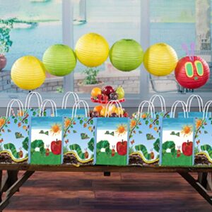 16 Packs of Green Caterpillar Paper Bag Theme Party Gift Bag Birthday Gift Bag Snack Candy Bag Childrens Party Supplies