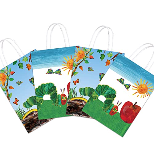 16 Packs of Green Caterpillar Paper Bag Theme Party Gift Bag Birthday Gift Bag Snack Candy Bag Childrens Party Supplies