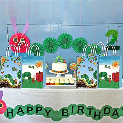 16 Packs of Green Caterpillar Paper Bag Theme Party Gift Bag Birthday Gift Bag Snack Candy Bag Childrens Party Supplies