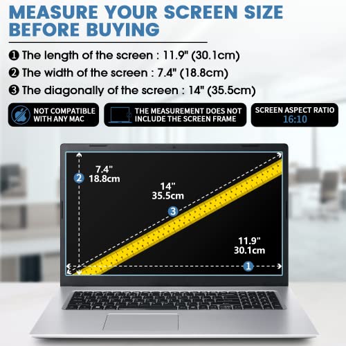 F FORITO 14 Inch Tempered Glass Laptop Screen Protector - Anti-Scratch & Anti Fingerprint Compatible with 14” Lenovo/ASUS/Dell/HP/Acer Laptops with 16:10 Aspect Ratio