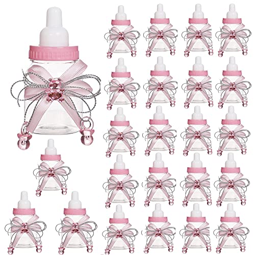 Bodosac 24Pcs Baby Shower Feeding Bottle Baby Shower Favours Sweets Candy Box for Baby Shower Decoration (Pink)