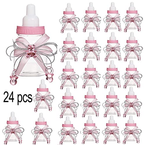 Bodosac 24Pcs Baby Shower Feeding Bottle Baby Shower Favours Sweets Candy Box for Baby Shower Decoration (Pink)