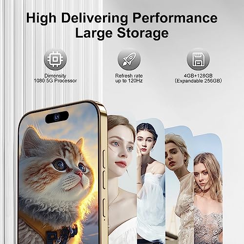 ExAchat A14 Pro 5G Unlocked Smartphone 108MP Camera 7300mAh 6.82" FHD+ Display 120HzD Cell Phone Unlocked 4GB+128GB/256GB Expandable Dual SIM Smart Phone,GPS Fingerprint/Face ID (White)