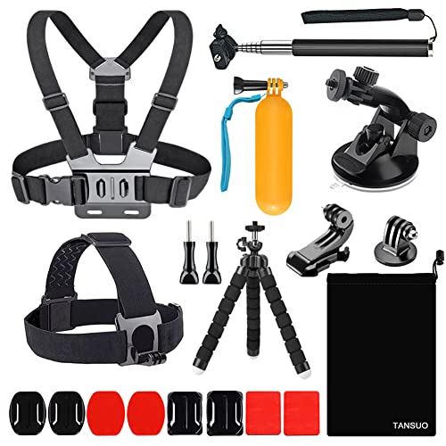 TANSUO 13-in-1 Accessories for Gopro, Action Camera Accessory Kit Compatible with GoPro Hero 11 10 9 8 Max 7 6 5 4 Black SJ4000 and Other Sports Cameras