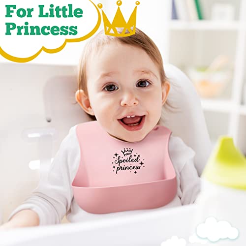 Hoosige 6 Pcs Funny Silicone Baby Bibs for Baby Girls, Waterproof Baby Silicone Bibs for Toddlers 1-3, Cute Newborn Bibs Adjustable Baby Feeding Bibs with Pouch for Girls Baby Shower Gifts, 6 Design