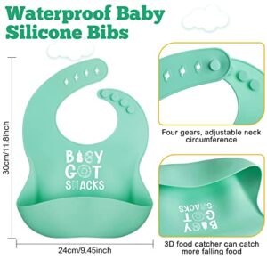 Hoosige 6 Pcs Funny Silicone Baby Bibs for Baby Girls, Waterproof Baby Silicone Bibs for Toddlers 1-3, Cute Newborn Bibs Adjustable Baby Feeding Bibs with Pouch for Girls Baby Shower Gifts, 6 Design