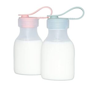 reusable milk storage bags breastmilk -leak proof breast milk bag 8oz/240ml great for traveling/on the go pumping- reusable baby food pouch pink+green 2pcs