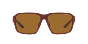 a|x armani exchange men's ax4131su universal fit square sunglasses, matte red/brown polarized, 64 mm