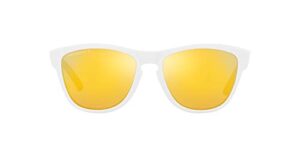 oakley men's oo9245 frogskins low bridge fit square sunglasses, matte white/prizm 24k polarized, 54 mm