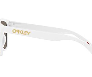 Oakley Men's OO9245 Frogskins Low Bridge Fit Square Sunglasses, Matte White/Prizm 24K Polarized, 54 mm